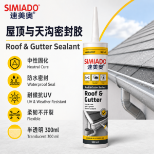 SIMIADO Roof and Gutter Sealant 300 ml translucent cartridge with roof and gutter background