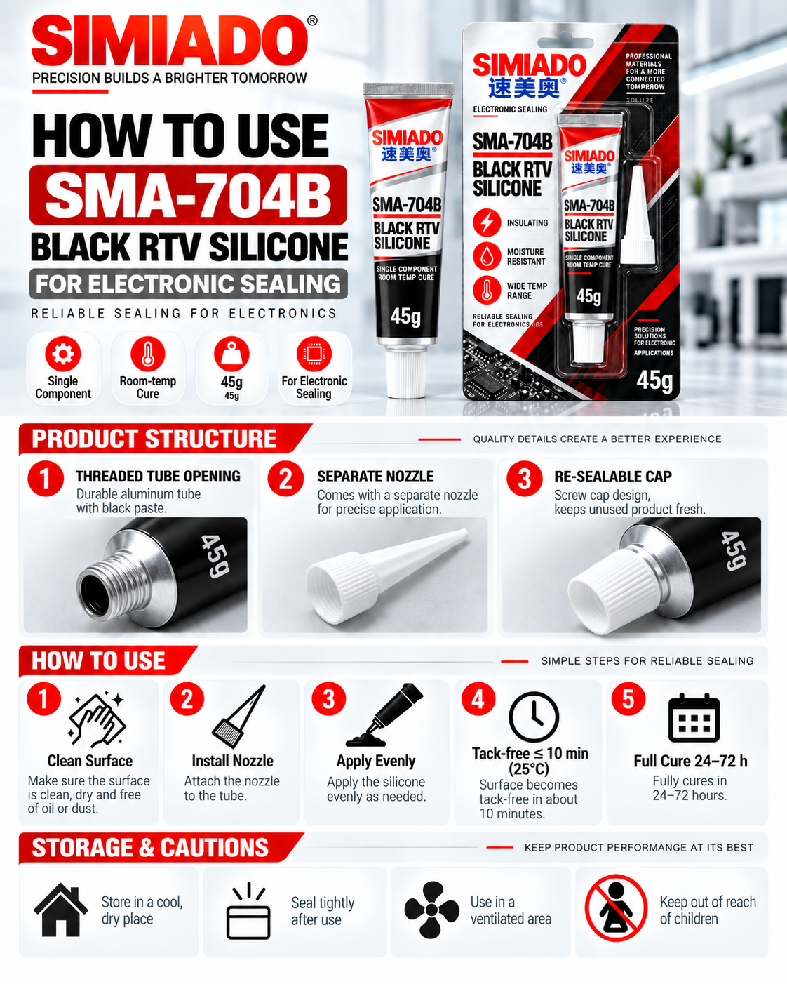 SIMIADO SMA-704B 45 g how-to-use and storage guide